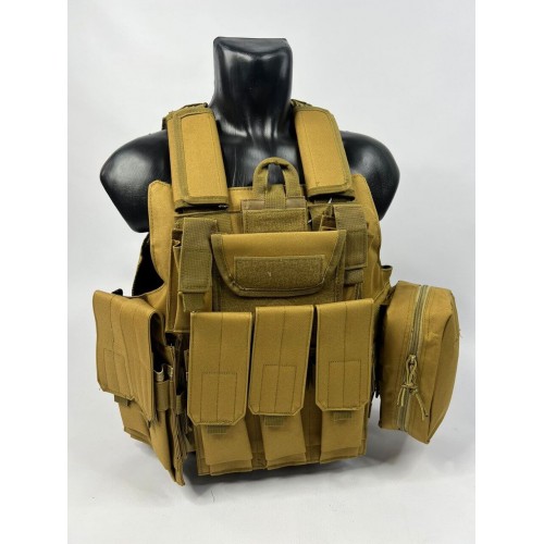 Тактический разгрузочный жилет «5 / пять карманов» с подсумками Tactical Molle Plate Carrier для съемных бронепластин в Миассе