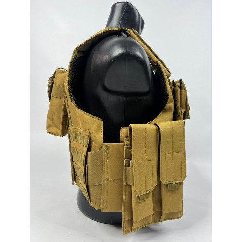 Тактический разгрузочный жилет «5 / пять карманов» с подсумками Tactical Molle Plate Carrier для съемных бронепластин в Миассе